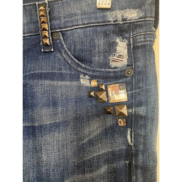 7 For All Mankind Boyfriend Josefinna Studded Jeans 25 Womens - Picture 4 of 9